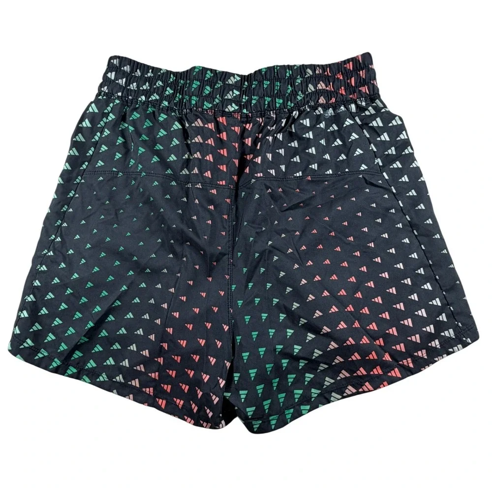 Adidas Aeroready Women Black Geometric Logo Print Running Shorts Small Loose Fit